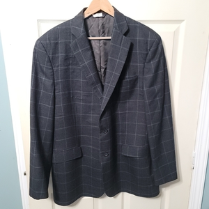 346 Brooks Brothers Madison Fit 43R Mens Blazer‎ Jacket Wool Plaid Black Blue